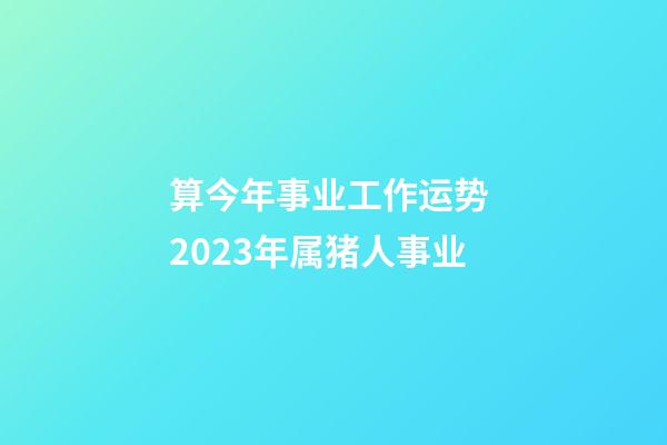 算今年事业工作运势 2023年属猪人事业